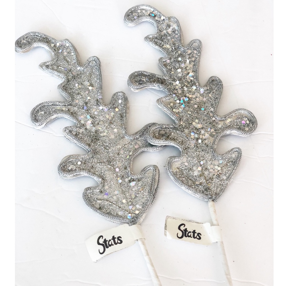 Stats Glitter & Sequins Leaf Ornaments (set of 2)
